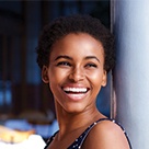 Woman with straight healthy smile