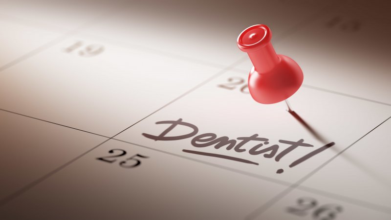 A calendar marked with a dental appointment.