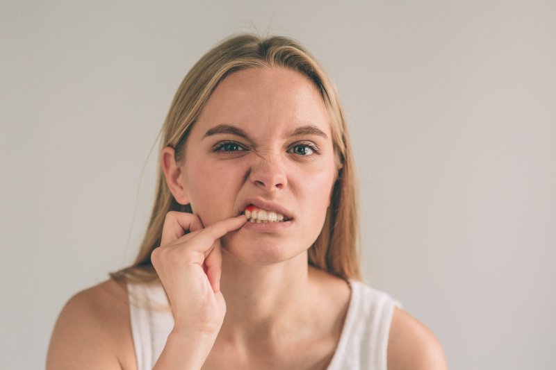 Woman with gum disease