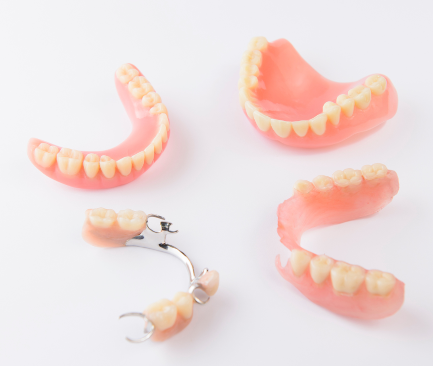 Disassembled dentures