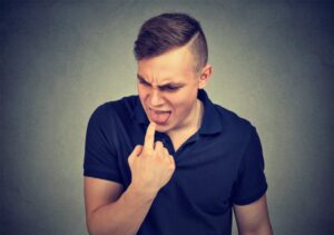 Man with a bitter taste in his mouth